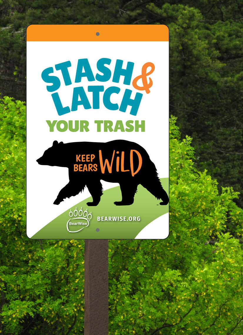 Stash & Latch Your Trash metal sign