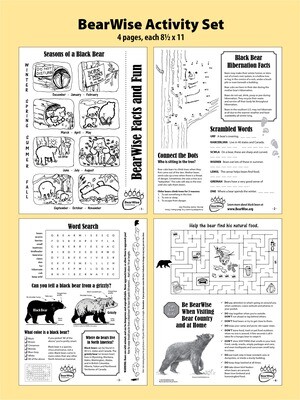 BearWise Facts & Fun 4-page Activity Set