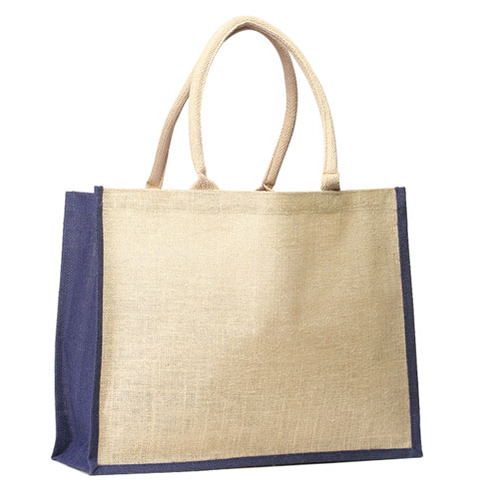 Jute Shopping Tote with Cotton Web Handle and Inside Pocket with Zipper. (Price for 50 pcs)