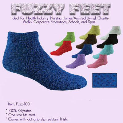fuzzy feet slipper socks Blank.(48 pr Min.)