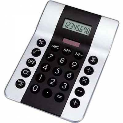 Black and silver dual powered calculator.