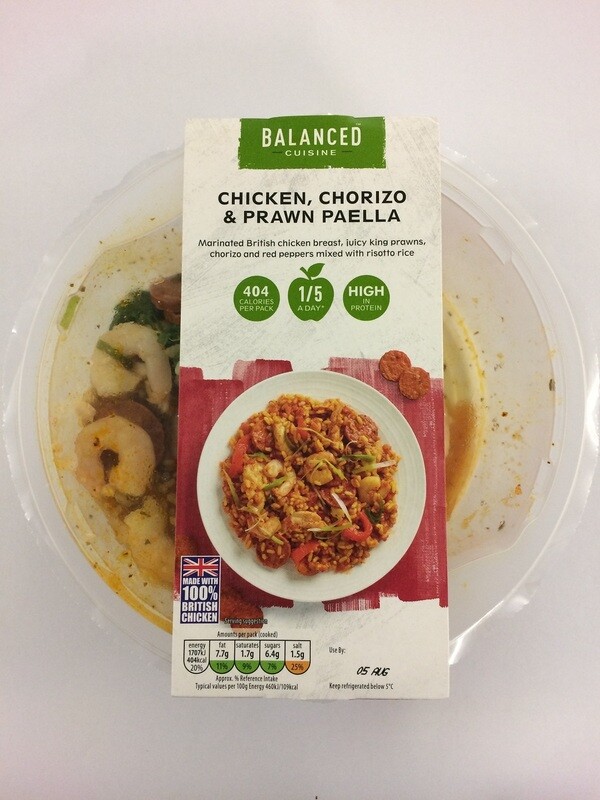 Aldi Balanced Cuisine Chicken Chorizo and King Prawn Paella
