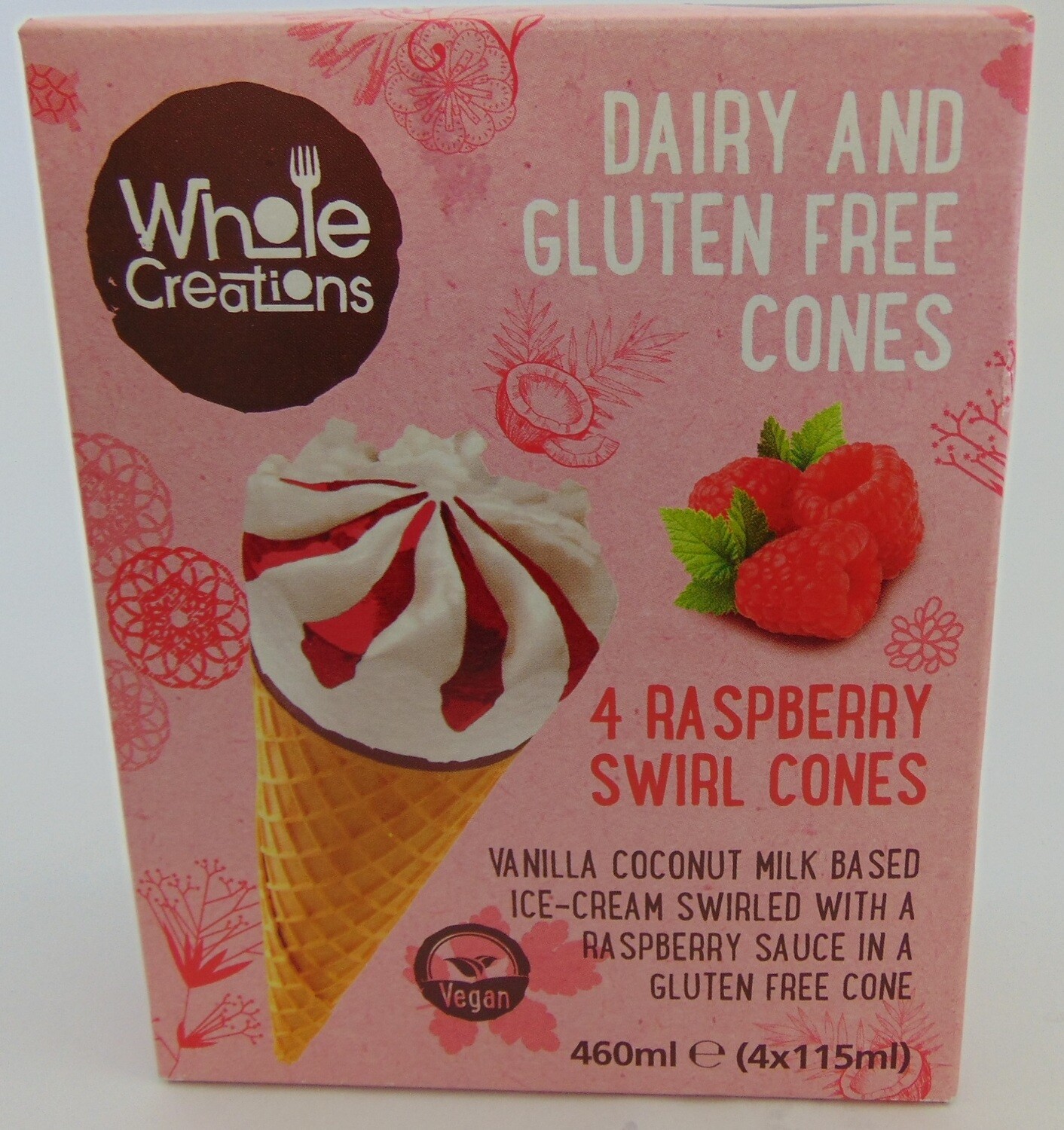 Whole Creations Dairy &amp; Gluten Free Raspberry Swirl Cones