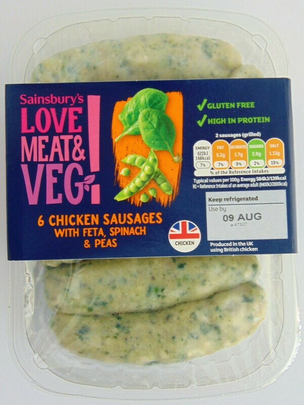 Sainsbury&#39;s Love Meat &amp; Veg! Chicken, Feta &amp; Spinach Sausages
