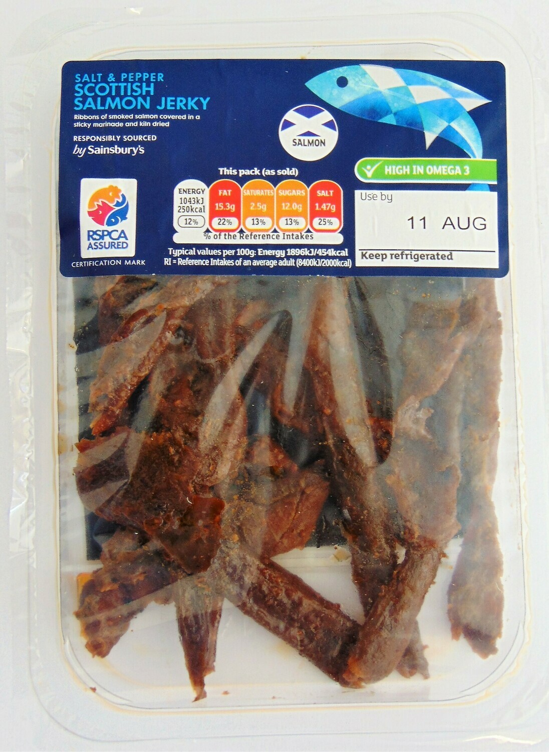 Sainsbury's Ready to Eat Salt and Pepper Smoked Salmon Jerky
