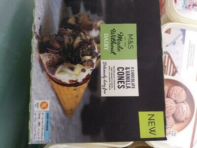 Marks & Spencer Made Without Dairy 4 Chocolate & Vanilla Cones