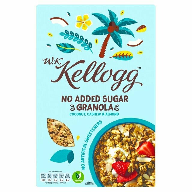 W K Kellogg  No Added Sugar Granola: Coconut, Cashew &amp; Almond