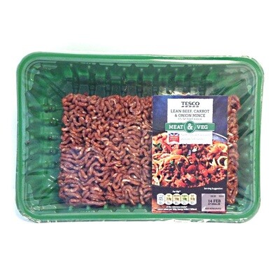 Tesco 5% Lean Beef, Carrot & Onion Mince Tesco 5% Lean Beef, Carrot & Onion Mince