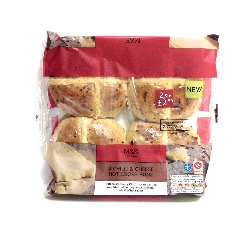 M&amp;S 4 Chilli &amp; Cheese Hot Cross Buns