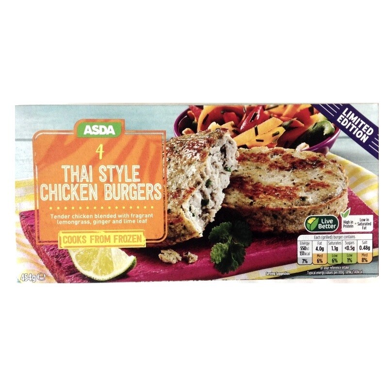 ASDA 4 Thai Style Chicken Burgers