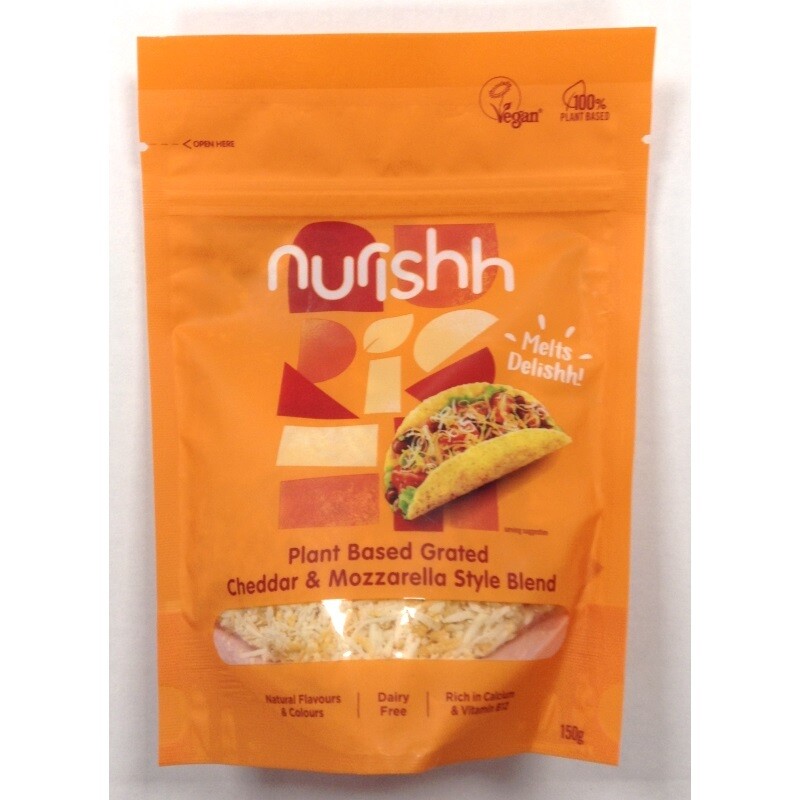 Nurishh Grated Cheddar &amp; Mozzarella Style Blend Cheese
