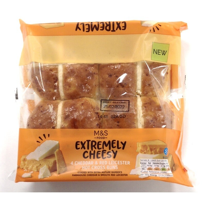 M&amp;S 4 Extremely Cheesy Hot Cross Bun