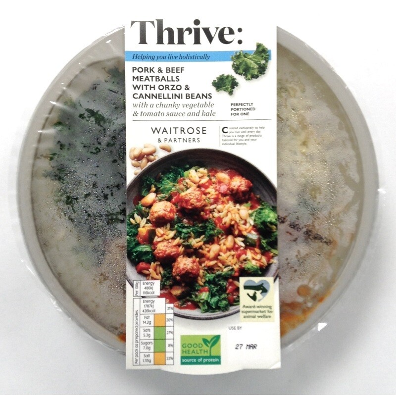 Waitrose Thrive Pork &amp; Beef Meatballs with Orzo &amp; Cannelini Beans