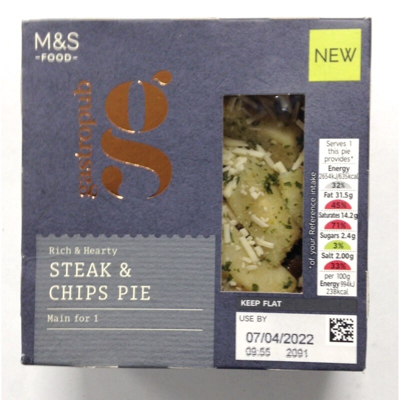 Marks and Spencer Steak and Chips Pie
