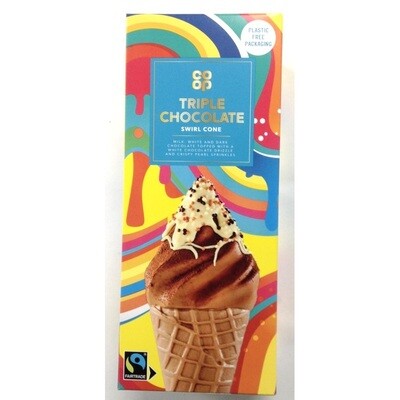 Co-op Fairtrade Triple Chocolate Swirl Cone