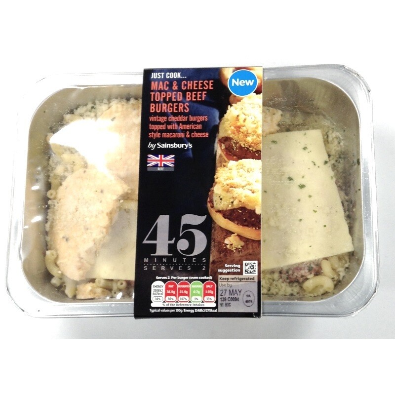 Sainsbury&#39;s Just Cook Mac &amp; Cheese Topped Beef Burgers x 2