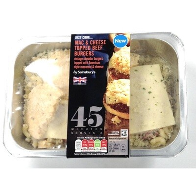Sainsbury's Just Cook Mac & Cheese Topped Beef Burgers x 2