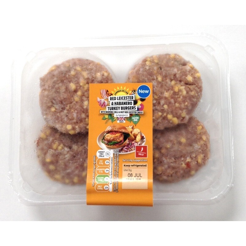 Sainsbury&#39;s Habanero &amp; Red Leicester Turkey Burgers