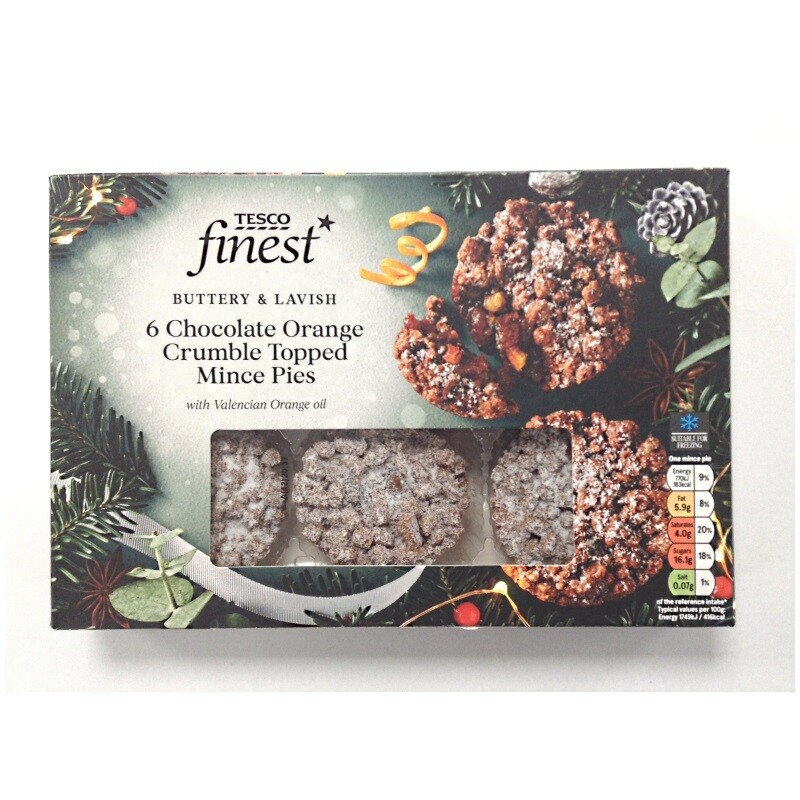 Tesco Finest 6 Chocolate Orange Crumble Topped Mince Pies