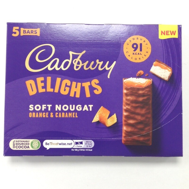 Cadbury Delights Soft Nougat Orange &amp; Caramel Chocolate bars