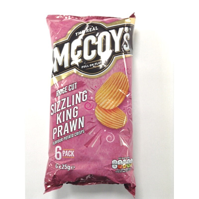 McCoy&#39;s Ridge Cut Sizzling King Prawn Flavour Potato Crisps