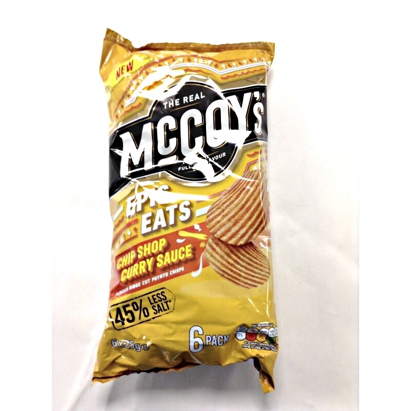 McCoy&#39;s Epic Eats Chip Shop Curry Sauce Flavour Ridge Cut Potato Crisps