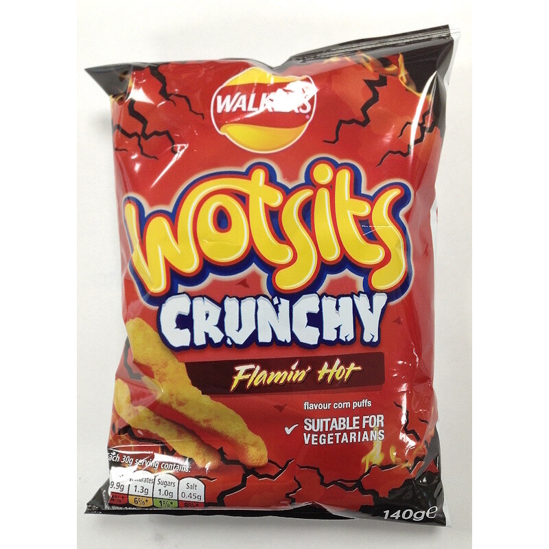 Walkers Wotsits Crunchy Flamin&#39; Hot Sharing Snacks Crisps