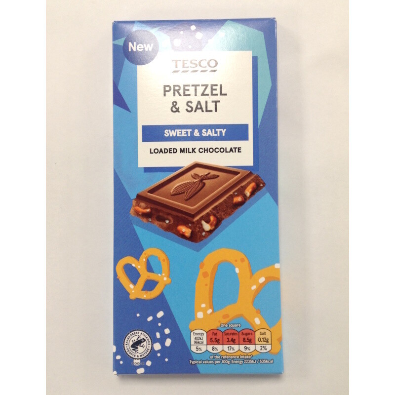 Tesco Pretzel &amp; Salt Loaded Milk Chocolate
