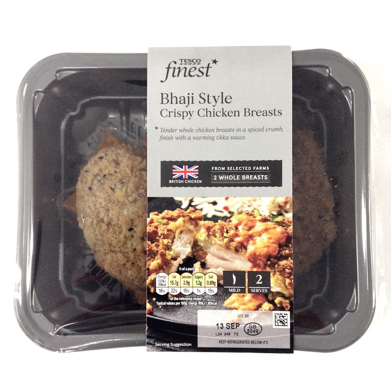 Tesco Finest 2 Bhaji Style Crispy Chicken Breasts with Tikka Sauce