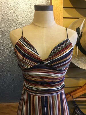 AAC-Multi Color Striped Pleat Scrunchies Top