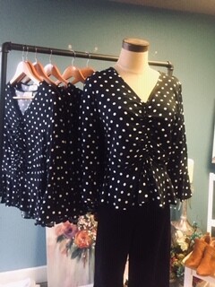 AAC - Runched Front Polkadot Top - 3/4 Sleeve
