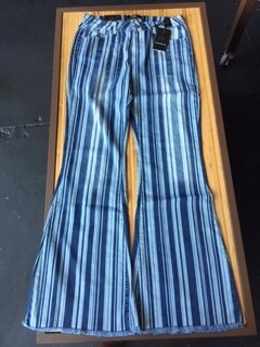 AAC - Mid Rise Striped Flare with Unfinished Hem