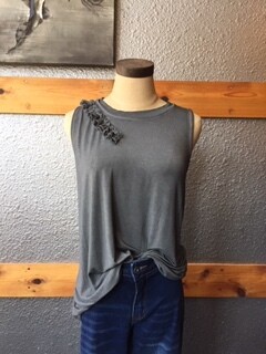 AAC -$44.99 Sleeveless Frill Detail Top - Charcoal