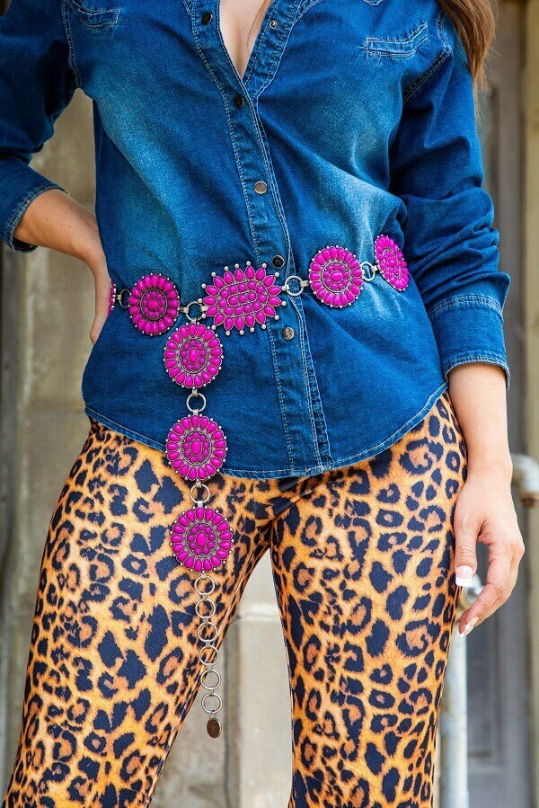 AAC - Fancy Fuchsia Cowgirl Concho Chain Belt