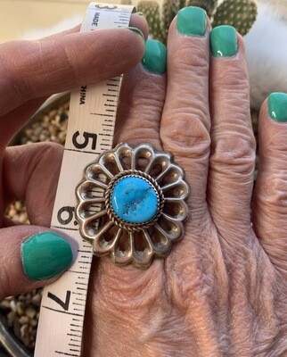 AAC - Sterling &amp; Turquoise Flower Ring
