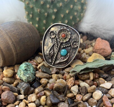 AAC - Flower Power Ring - Sterling Turquoise