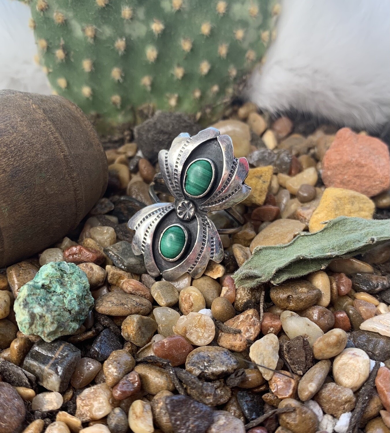 AAC - Dble Squash Blssm Turquoise &amp; Sterling Ring