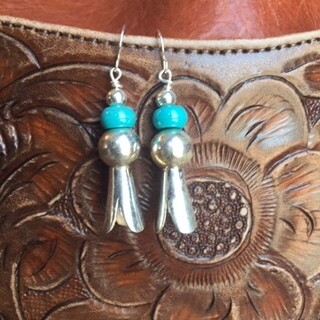 AAC - SS Squash Blossom and Turquoise Earrings