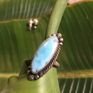 AAC - Sterling Silver Larimar Adjustable Ring 