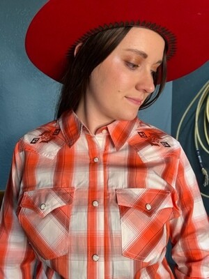 AAC - Red Plaid Pearl Snap Blouse