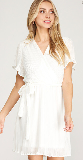 AAC - Off White Dress with Sash Belt