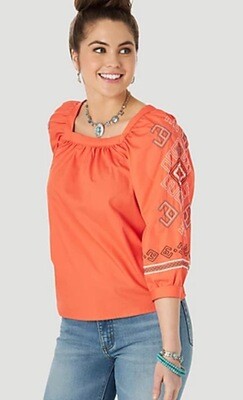 AAC - Orange Square Neck Blouse by Wrangler