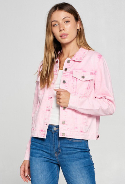 AAC - Pink Acid Wash Denim Jacket