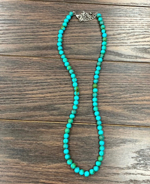 AAC - 28 Inch Long Turquoise Color Bead Necklace