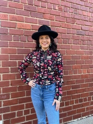 AAC - Black Rose Multi Color Snap Shirt
