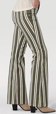 Womens Flare Stripe Jean:Moss