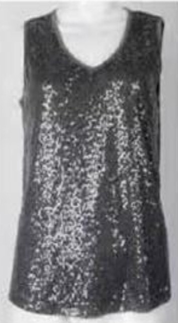 Sequin Tank Top - Black