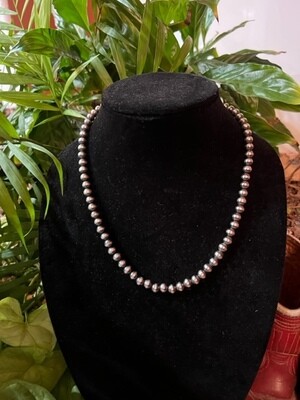 20" Silver 6mm Navajo Pearl Beads Mason Lee
