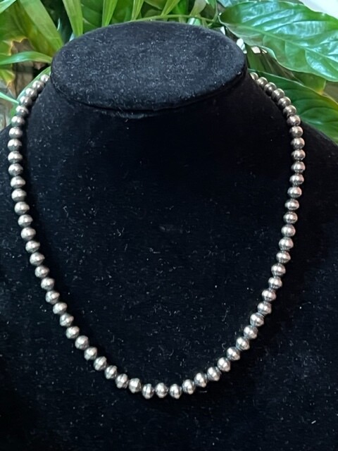 20" Silver 6mm Navajo Pearl Beads Mason Lee