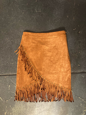 Suede Fringe Skirt